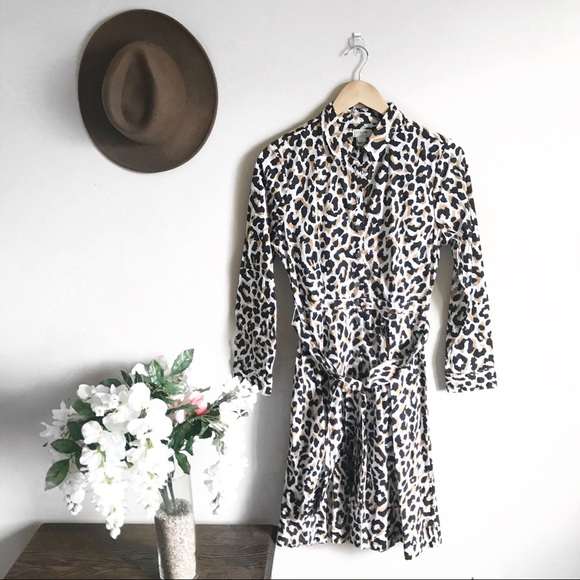 NWT J.Crew Leopard Print Tie Waist Shirtdress - Picture 5 of 13